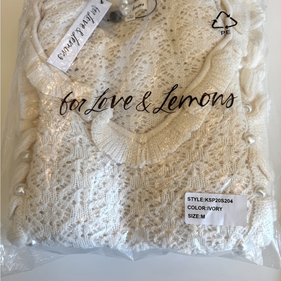For Love & Lemons Pearl V-Neck Crop Sweater GORGEOUS - Picture 6 of 6